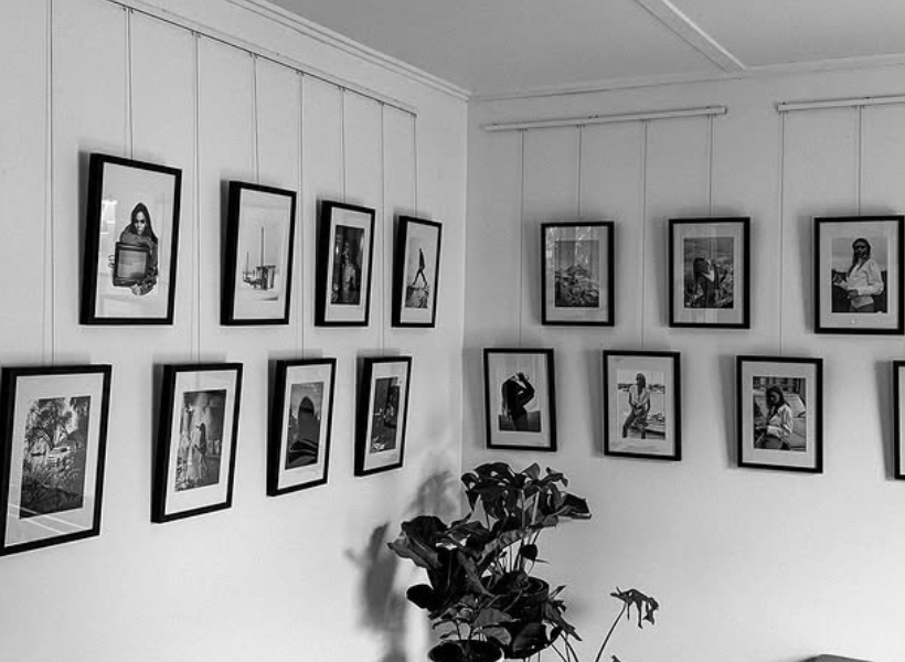 black photo frames on display